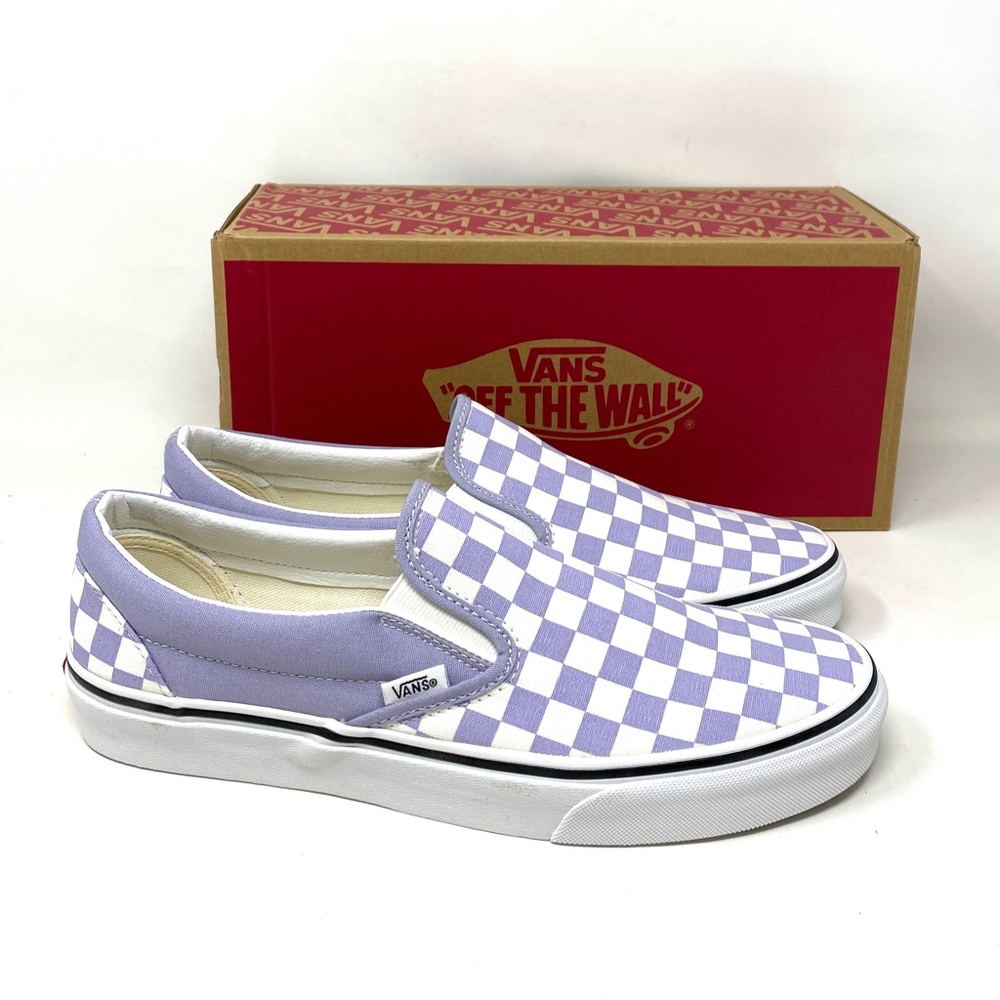 VANS Classic Slip On Checker Lavender Men’s Low Top Canvas Sneakers VN000XG8ARV - Picture 9 of 11